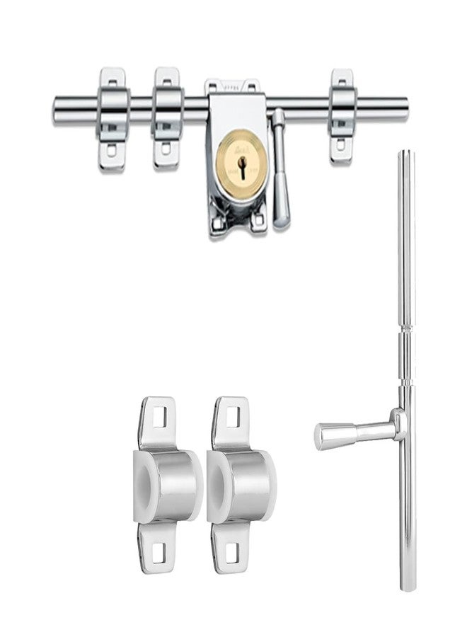 Link 14-Inch Kadi-Tala Rod Lock | Steel Body with Brass Levers | Includes 3 Keys | Heavy-Duty Door Lock | Silver Finish | 5-Year Warranty - Image 3